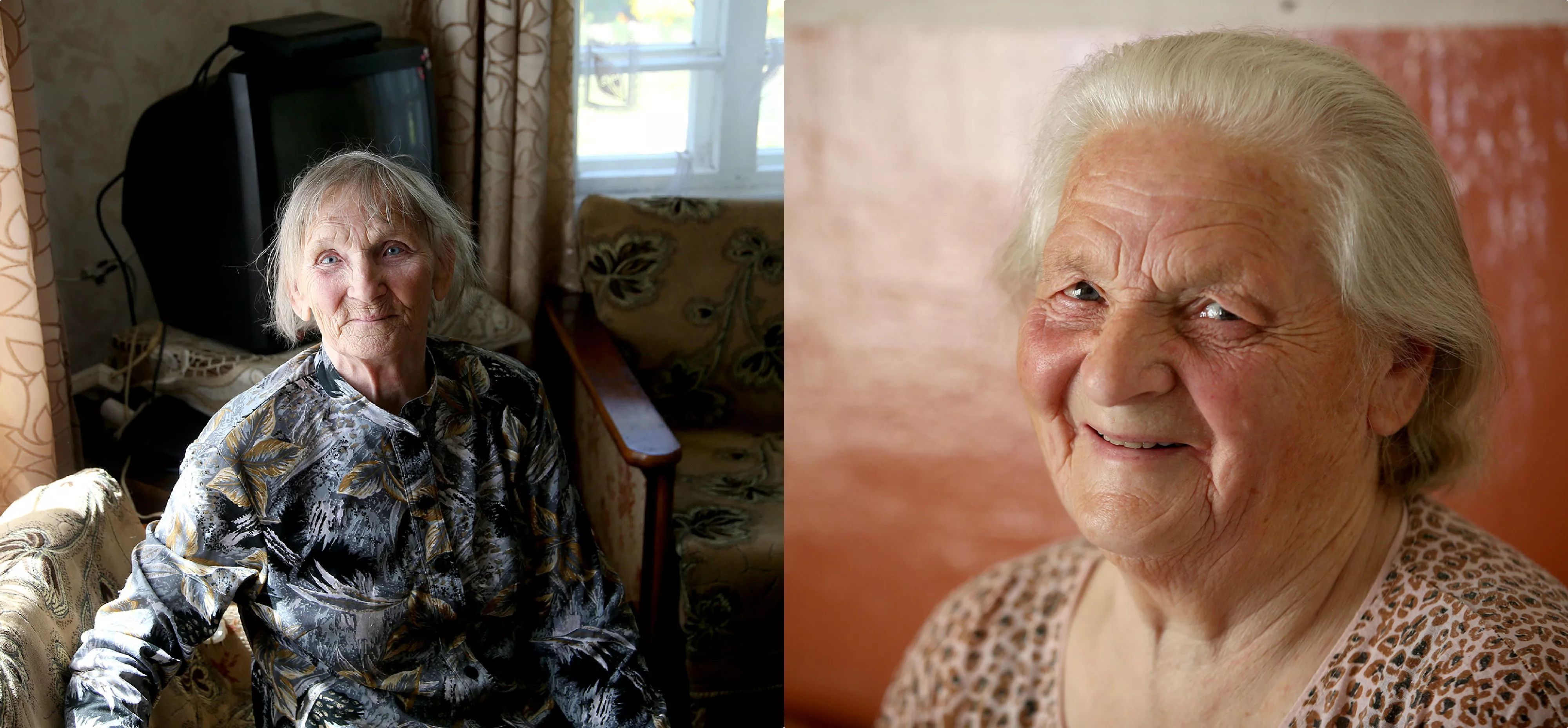 Kad Janinai vienai nebūtų liūdna, ji vienkiemyje gyvena su pussesere Tekle (dešinėje). Abiejų moterų amžius panašus, tad jos visada randa bendrą kalbą. Algimanto Barzdžiaus nuotr. 